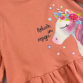 Трикотажне плаття для дівчинки Mevis Єдиноріг персикове 4301-02 - фото