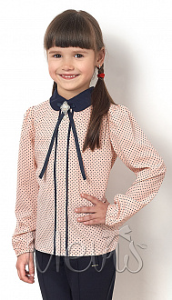 Блузка c длинным рукавом для девочки Mevis персиковая 2513-03 - ціна