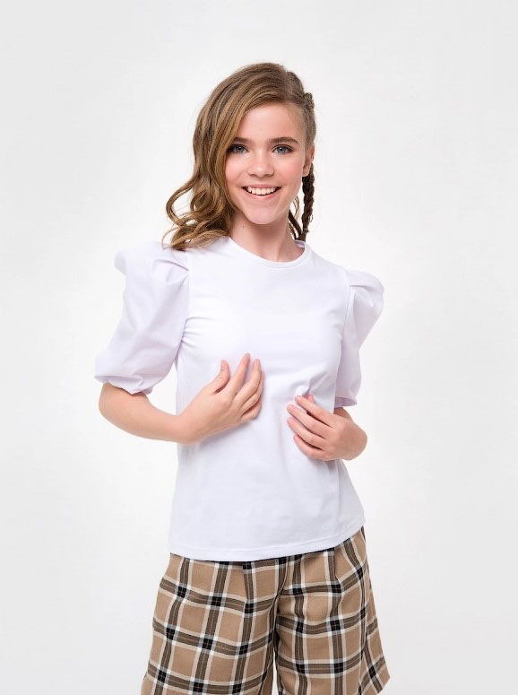 Трикотажная блузка для девочки SMIL белая 114808 - цена