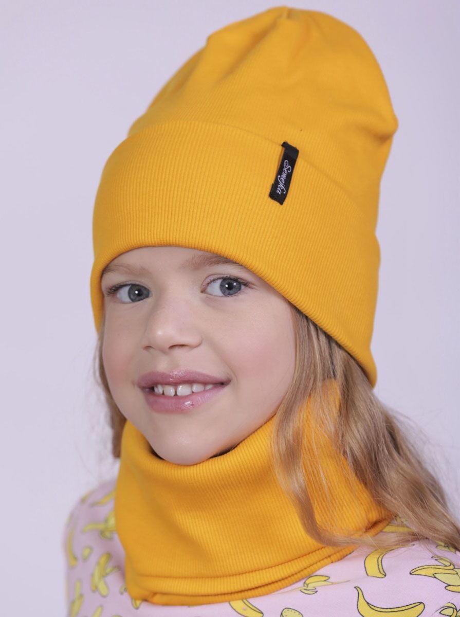 Комплект шапка и хомут для девочки Semejka Фрея желтый 9321 - цена