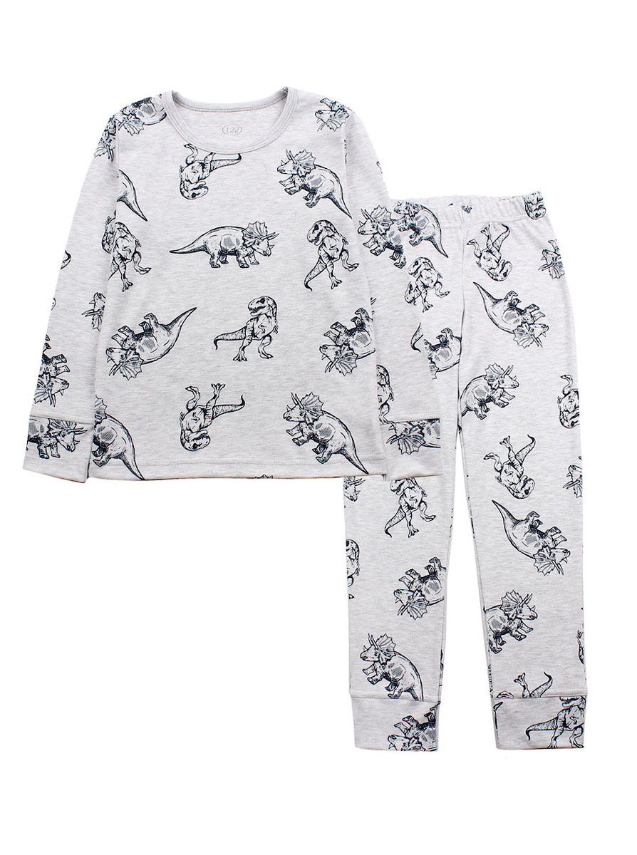 Пижама для мальчика Фламинго Динозаврики серый меланж 249-209 - цена