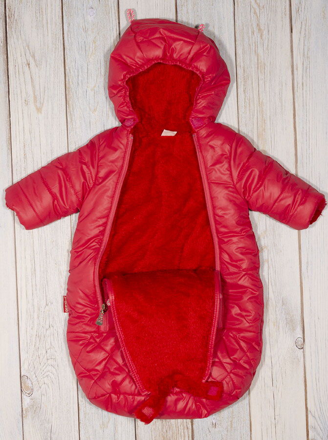 Конверт зимний для девочки Одягайко красный 3204О - размеры