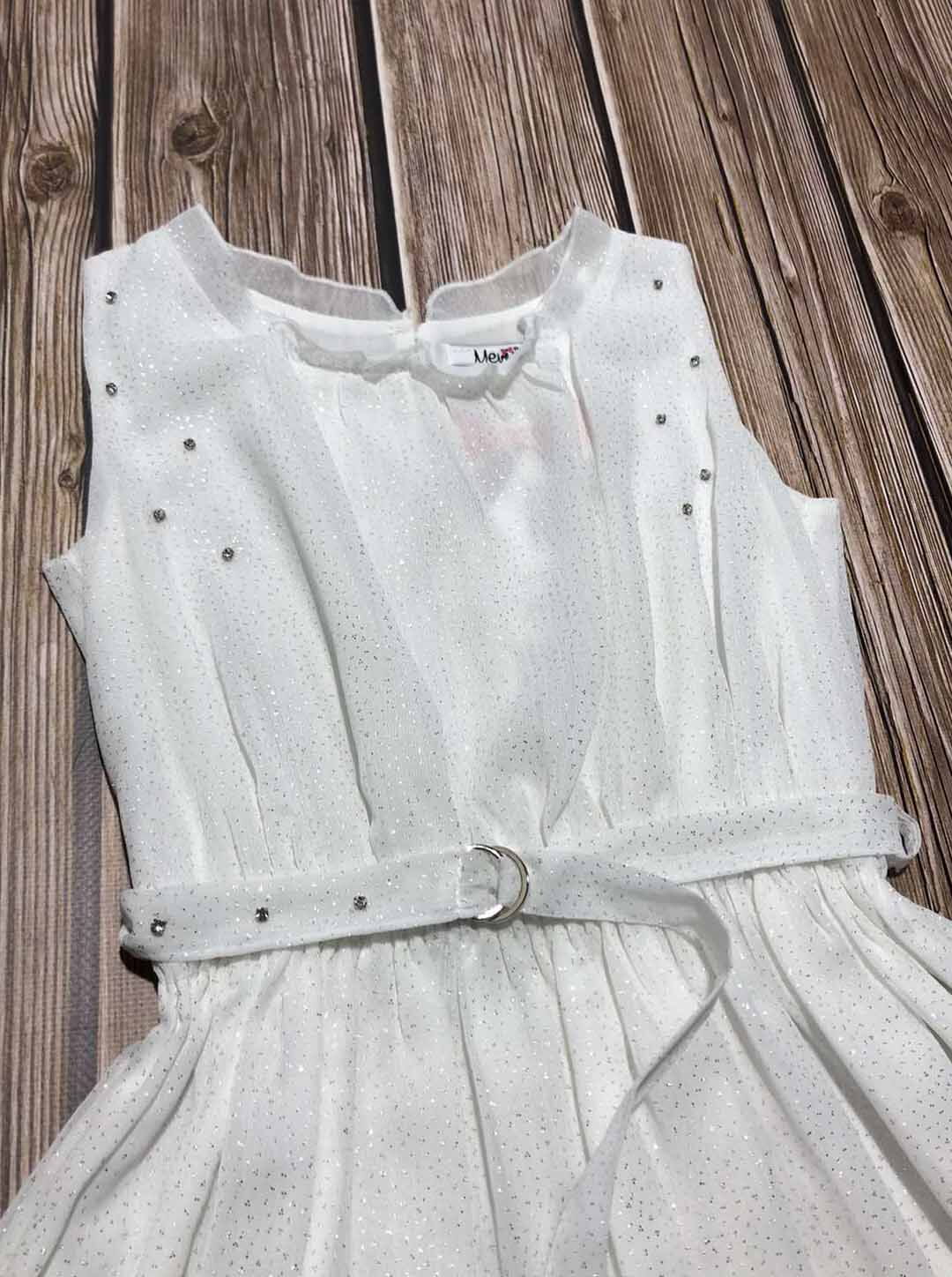 Нарядное платье для девочки Mevis молочное 3207-04 - размеры