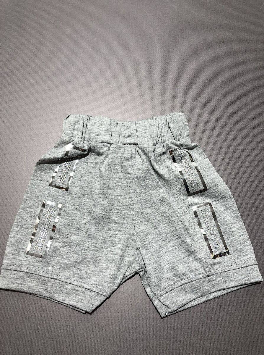 Летние шорты для девочки серый меланж 019353 - цена