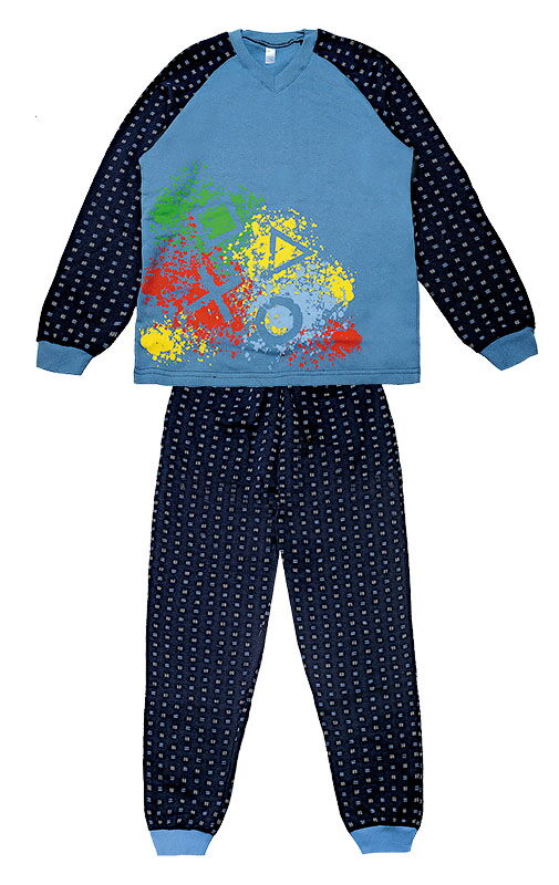 Утепленная пижама для мальчика GABBI синяя 11889 - цена