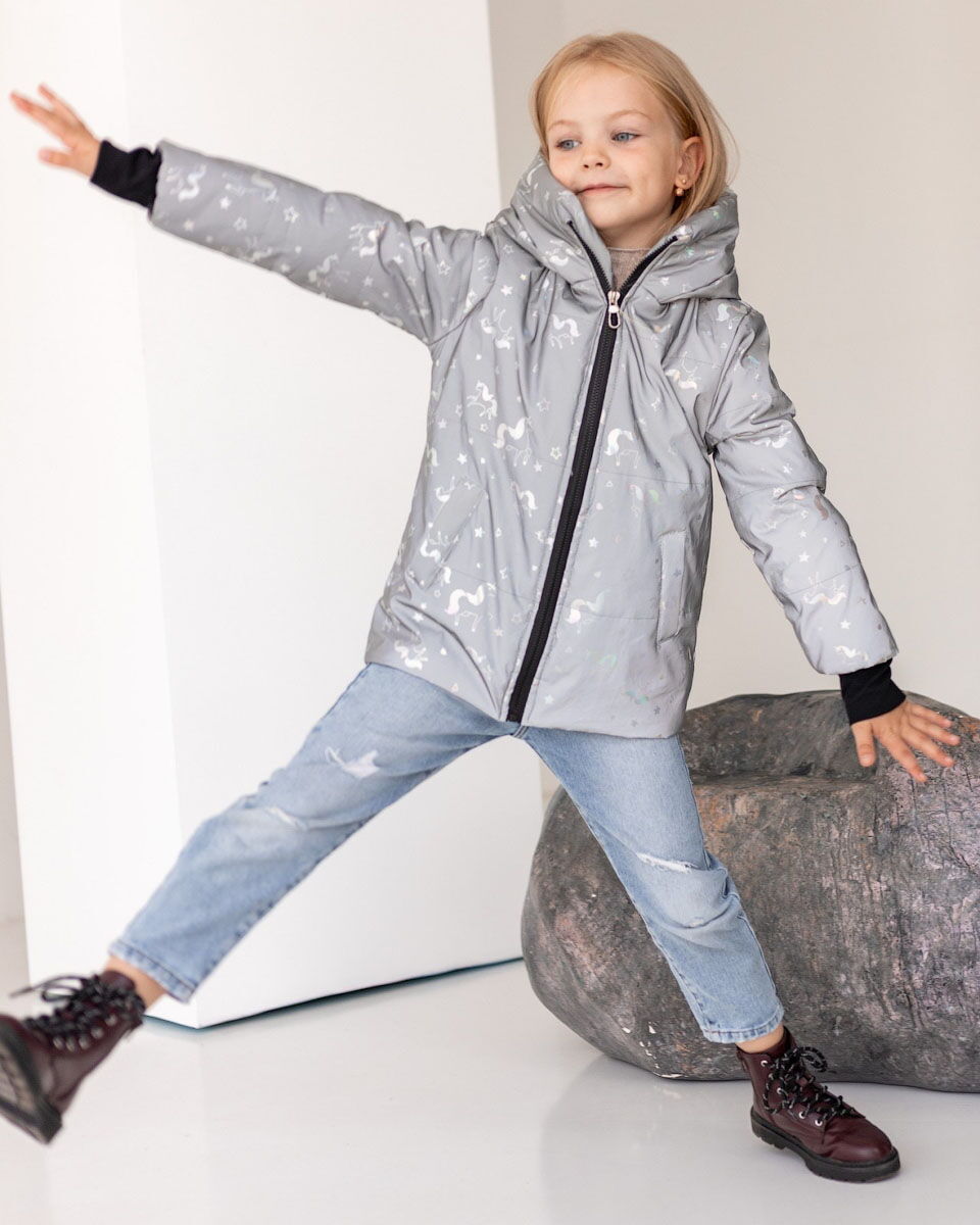 Светоотражающая куртка для девочки Tair kids Единороги 107 - фотография