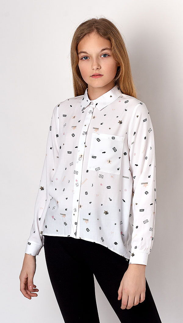 Рубашка для девочки Mevis белая 3301-01 - цена