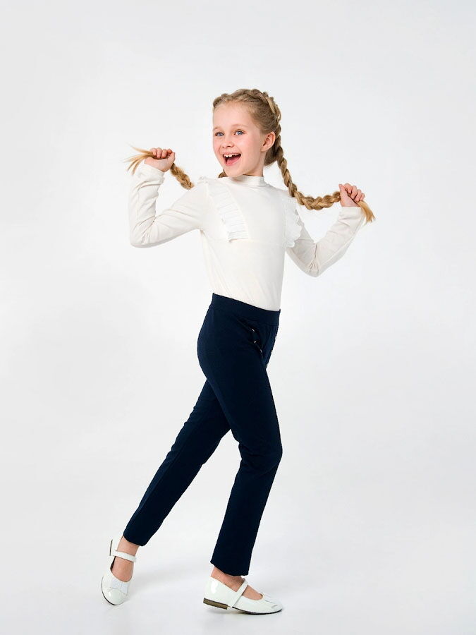 Брюки трикотажные для девочки SMIL темно-синие 115433 - фотография