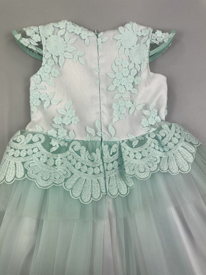 Нарядное платье для девочки Mevis бирюзовое 2627-01 - фото