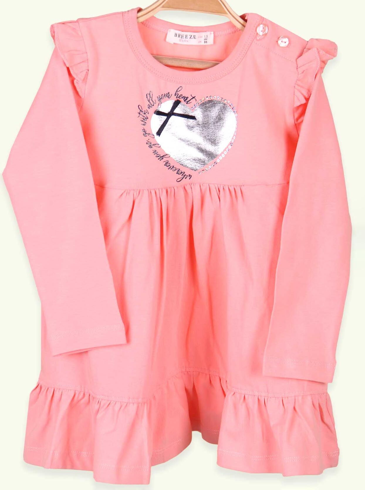 Платье для девочки Breeze Сердечко персиковое 13466 - цена