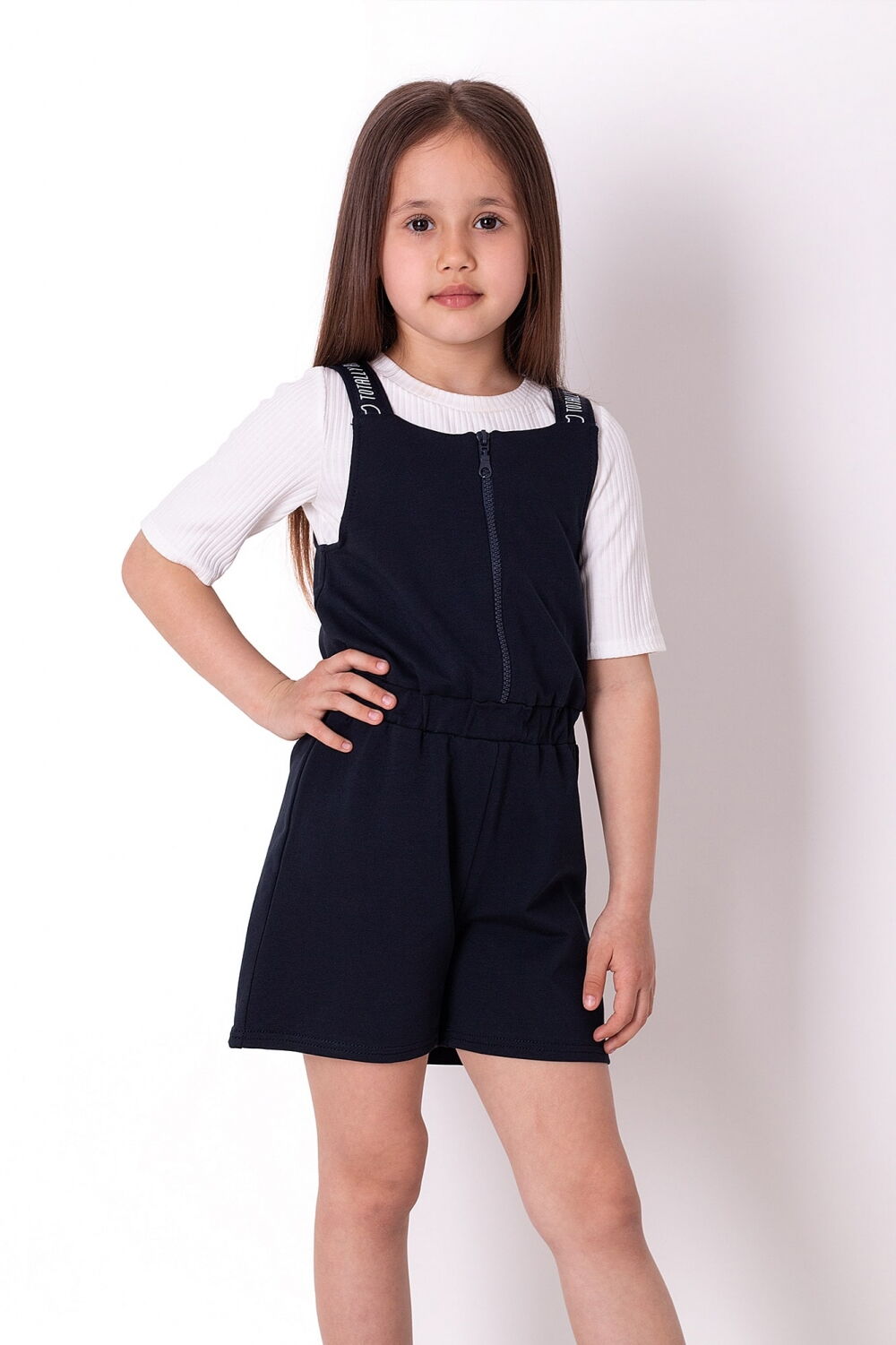 Школьный комбинезон для девочки Mevis синий 3741-01 - размеры