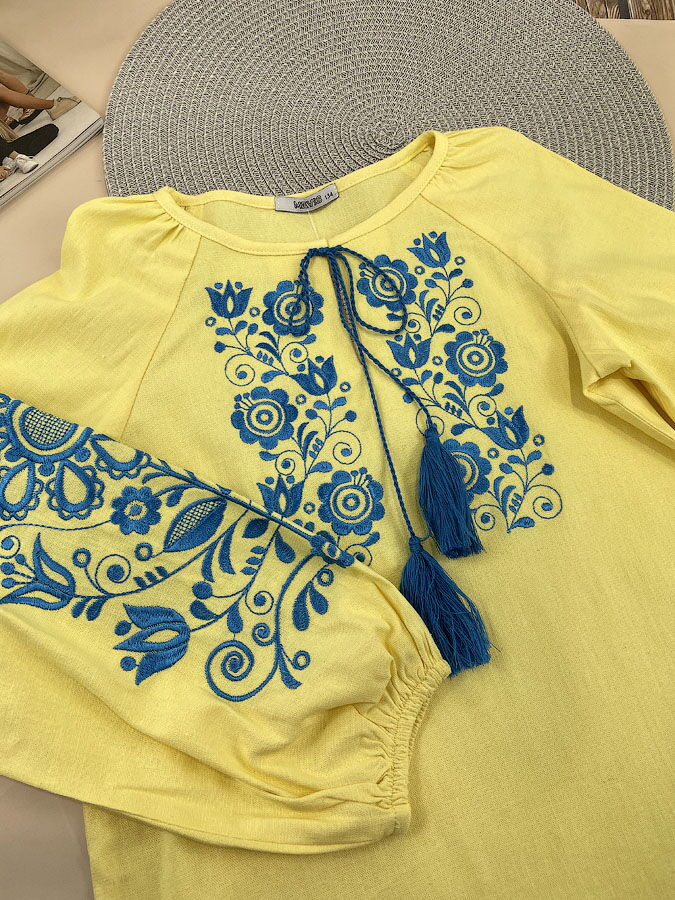 Вышиванка для девочки Mevis желтая 4854-03 - размеры