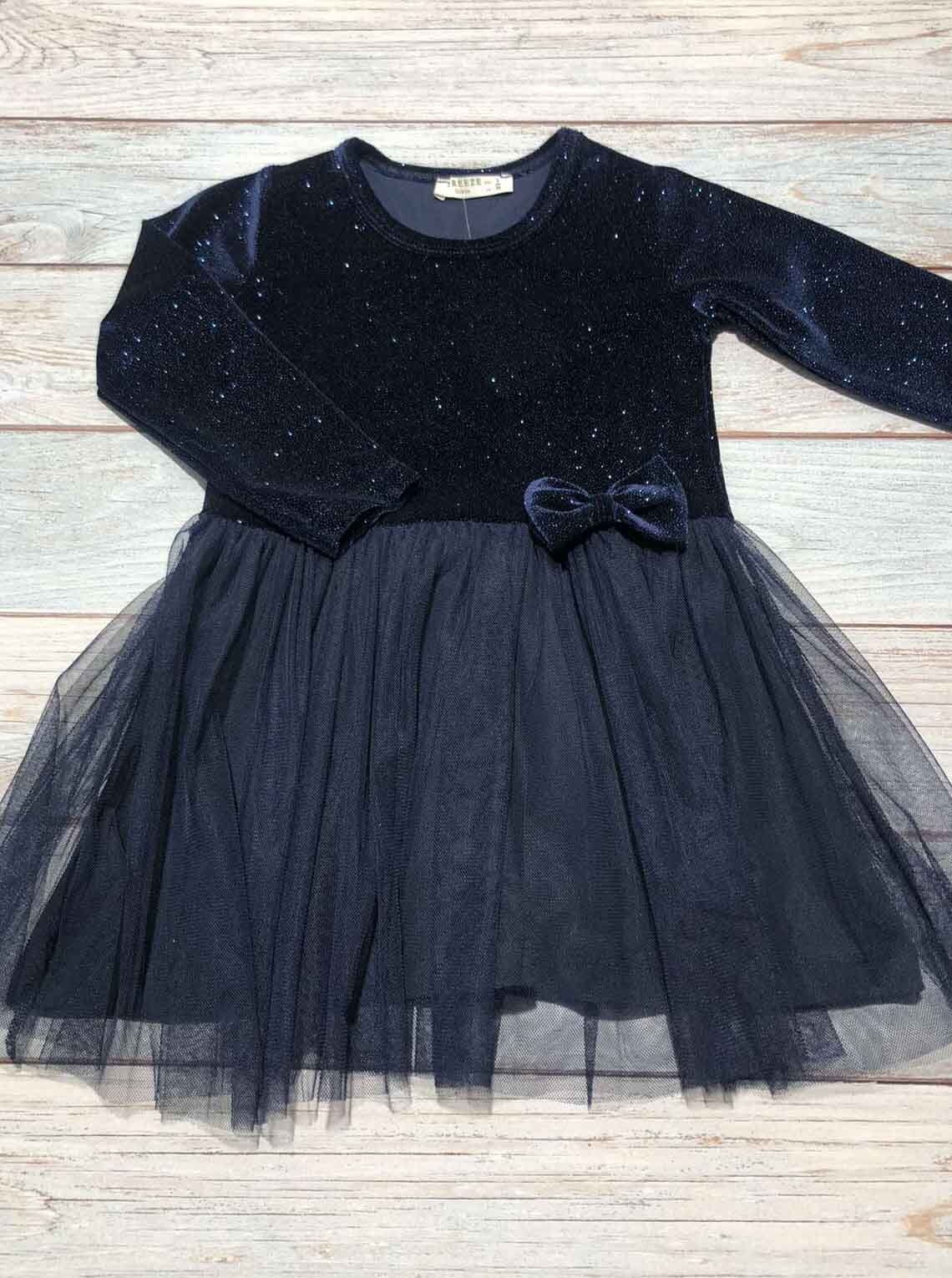 Бархатное нарядное платье для девочки Breeze синее 12674 - цена