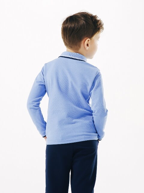 Поло с длинным рукавом для мальчика SMIL синее 114656/114657/114658 - фотография