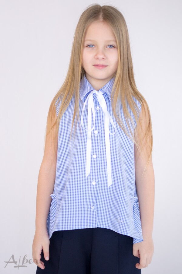 Блузка с коротким рукавом для девочки Albero голубая 5087 - картинка