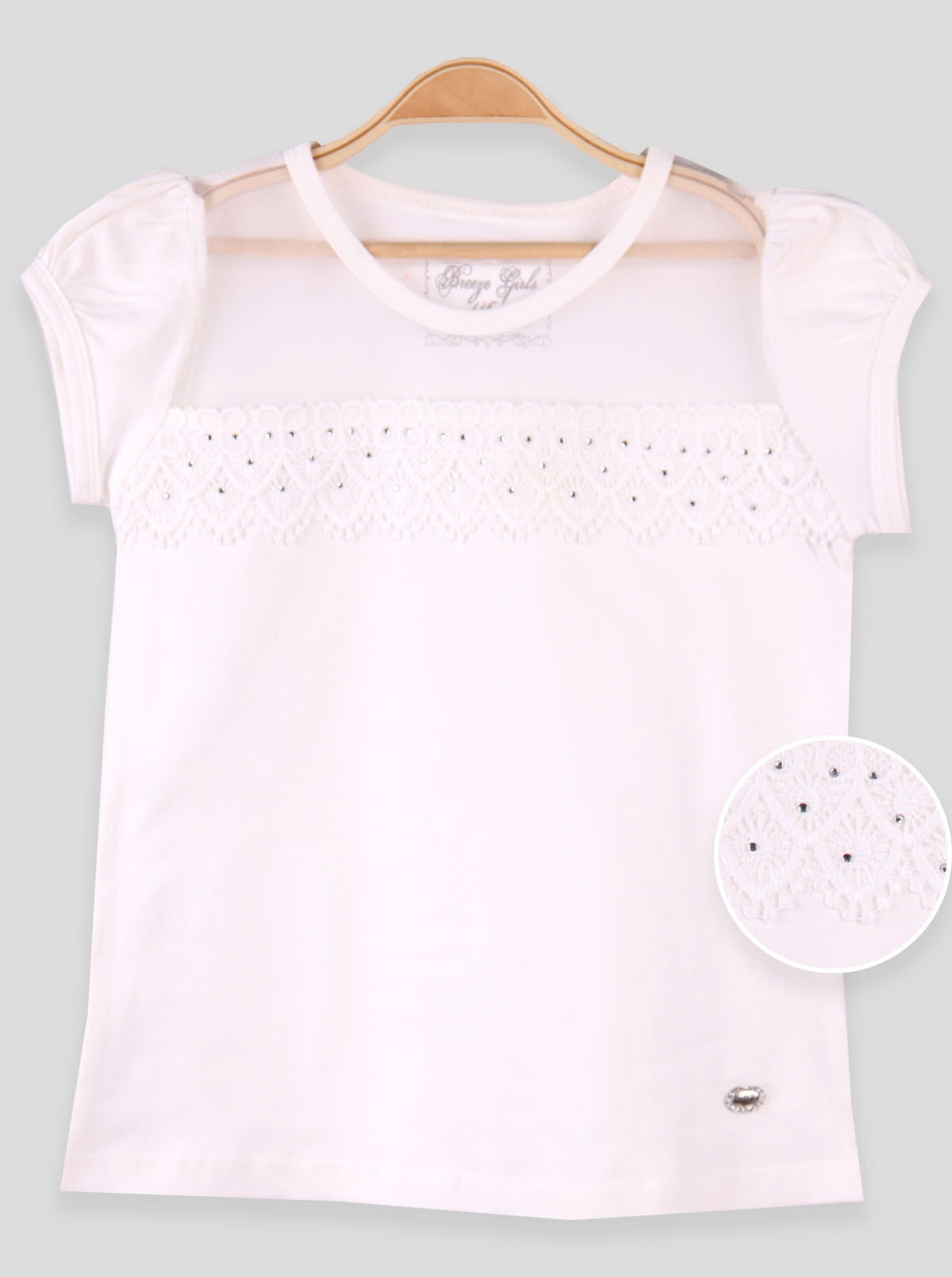 Трикотажная блузка для девочки Breeze молочная 14516 - размеры