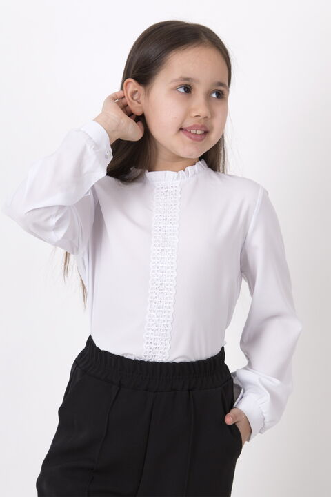 Нарядная блузка для девочки Mevis белая 4435-01 - цена