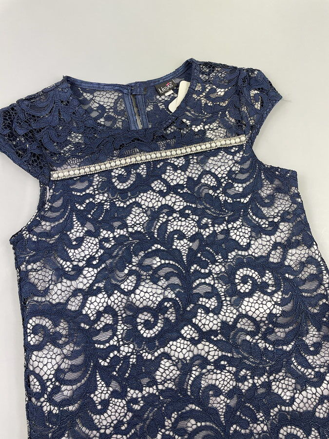Нарядное платье для девочки Mevis синее 2782-02 - фото