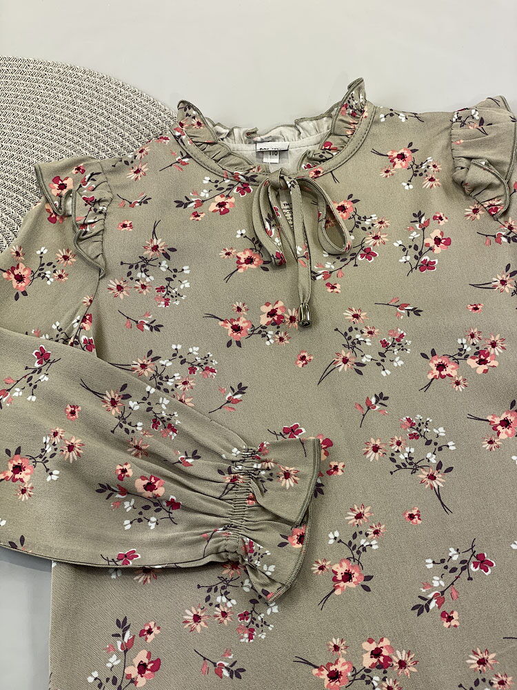Платье для девочки Mevis Цветочки оливковое 4968-05 - картинка