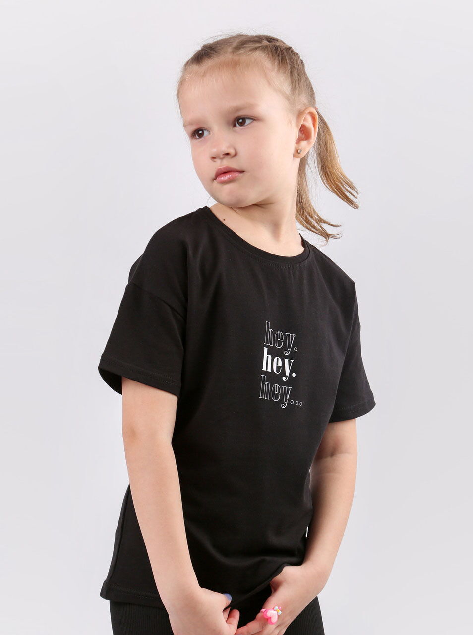 Футболка для девочки Фламинго HEY черная 787-417 - цена