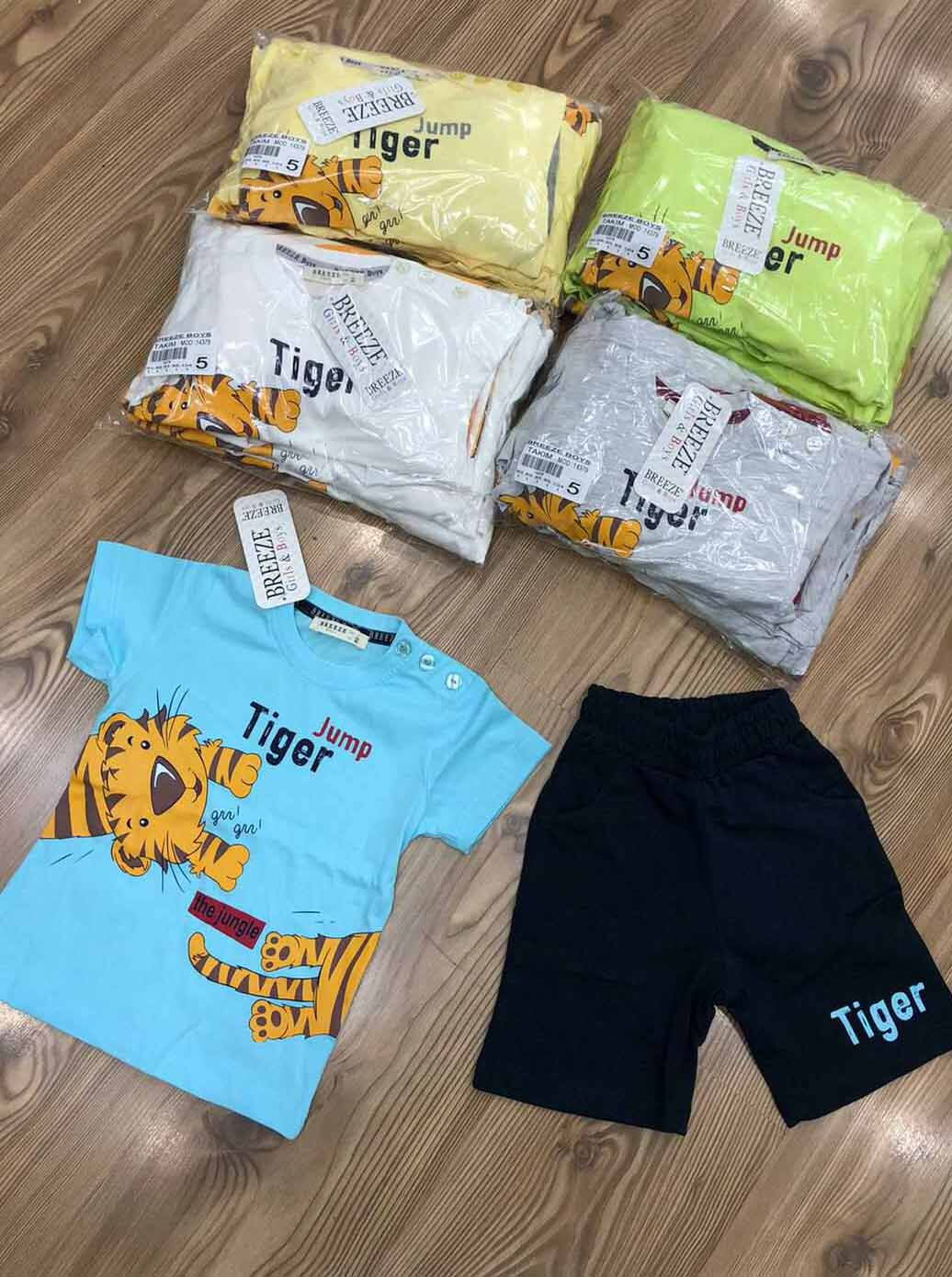 Комплект футболка и шорты для мальчика Breeze Tiger серый 14379 - фото