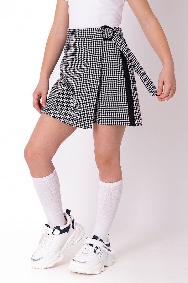 Трикотажная юбка-шорты для девочки Mevis серая 3603-01 - цена