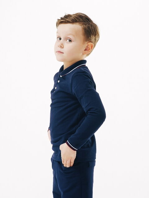 Поло с длинным рукавом для мальчика SMIL темно-синее 114656/114657/114658 - фото