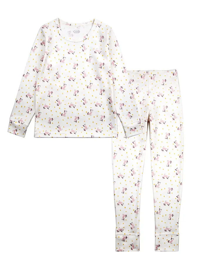 Пижама для девочки Фламинго Единороги молочная 247-051 - фото