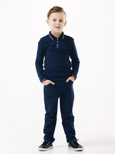Поло с длинным рукавом для мальчика SMIL темно-синее 114656/114657/114658 - размеры