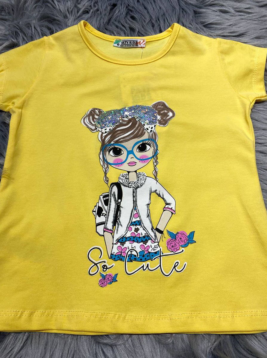 Футболка для девочки Paty Kids So Cute желтая 51105 - фото