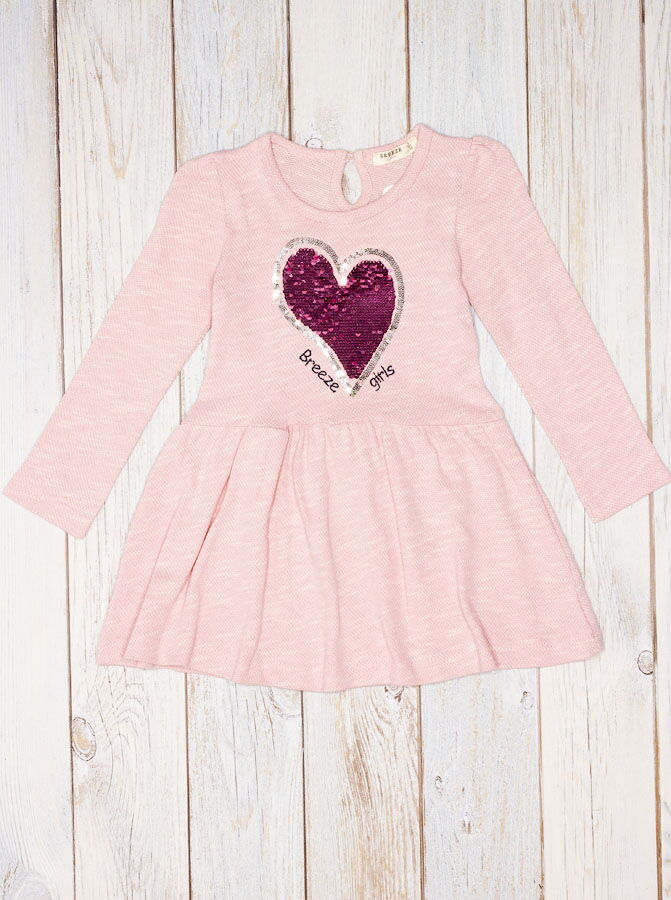 Трикотажное платье для девочки Breeze Сердце персиковое 13805 - цена