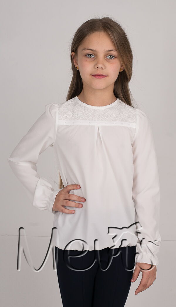 Блузка для девочки MEVIS молочная 2111 - цена