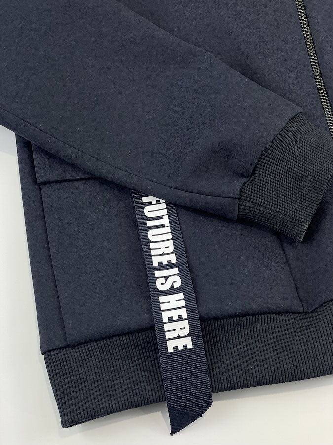 Трикотажный бомбер для девочки Mevis синий 3825-01 - фото