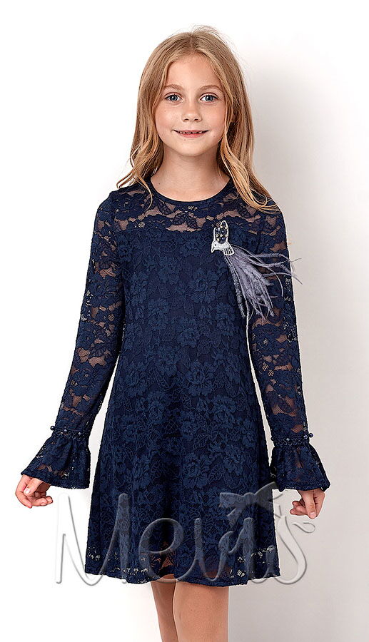 Нарядное платье для девочки Mevis синее 2925-02 - цена