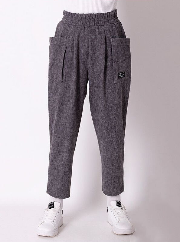 Трикотажные брюки для девочки Mevis темно-серые 3588-02 - цена