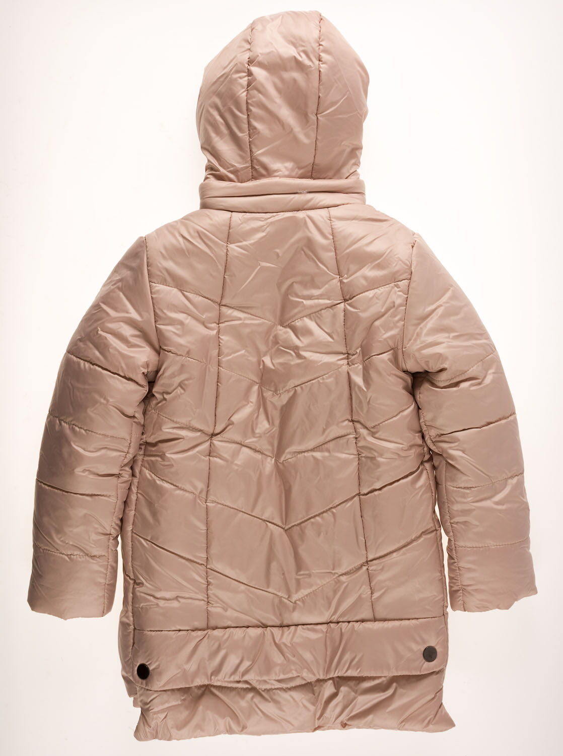 Куртка удлиненная зимняя для девочки Одягайко бежевая 20004 - размеры