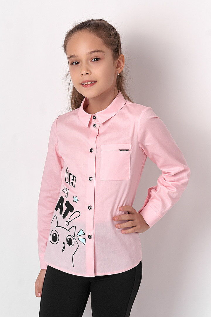 Рубашка для девочки Mevis розовая 3372-04 - цена