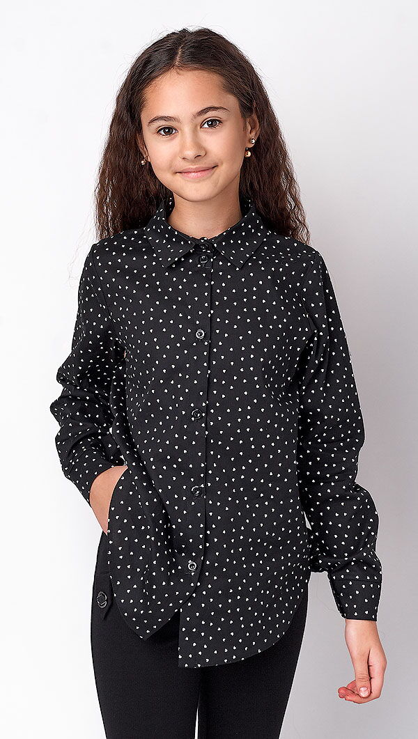 Рубашка для девочки Mevis черная 3337-02 - цена