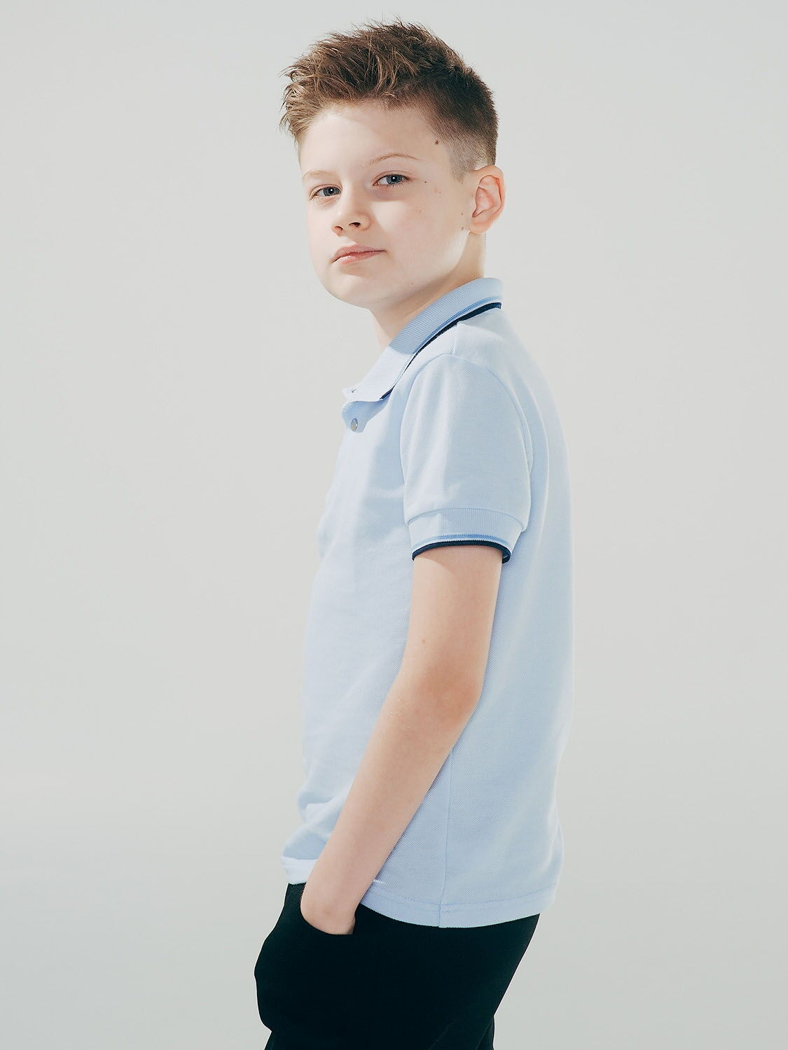 Футболка-поло с коротким рукавом для мальчика SMIL голубая 114595 - фотография