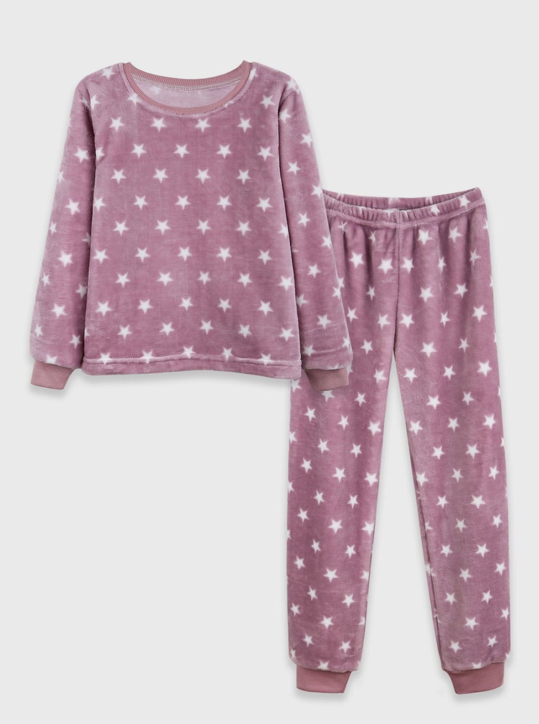 Пижама детская вельсофт Фламинго Звёздочки темная пудра 855-910 - фото
