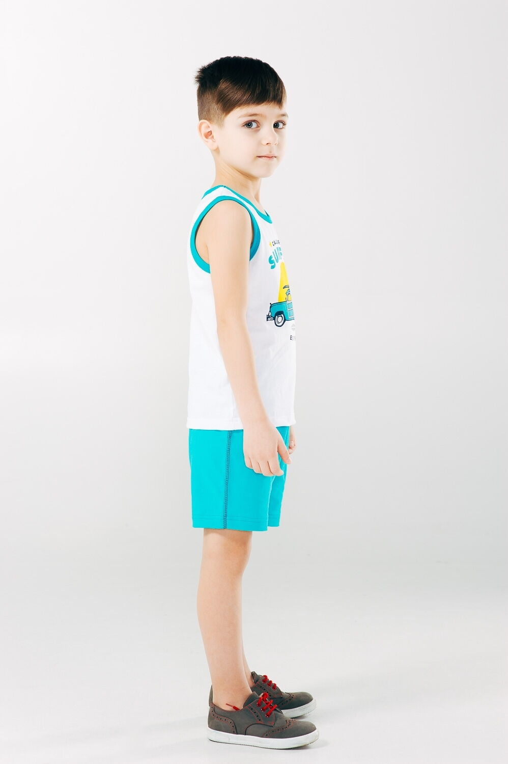Комплект для мальчика (майка+шорты) SMIL Мечтатели белый 113253 - фото