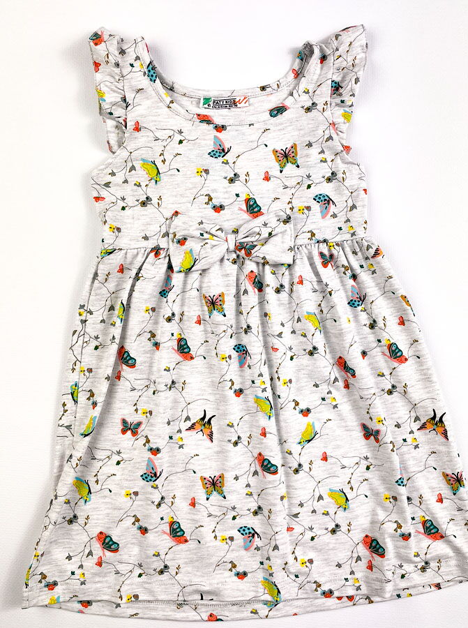 Летнее платье для девочки PATY KIDS Бабочки серое 51326 - картинка