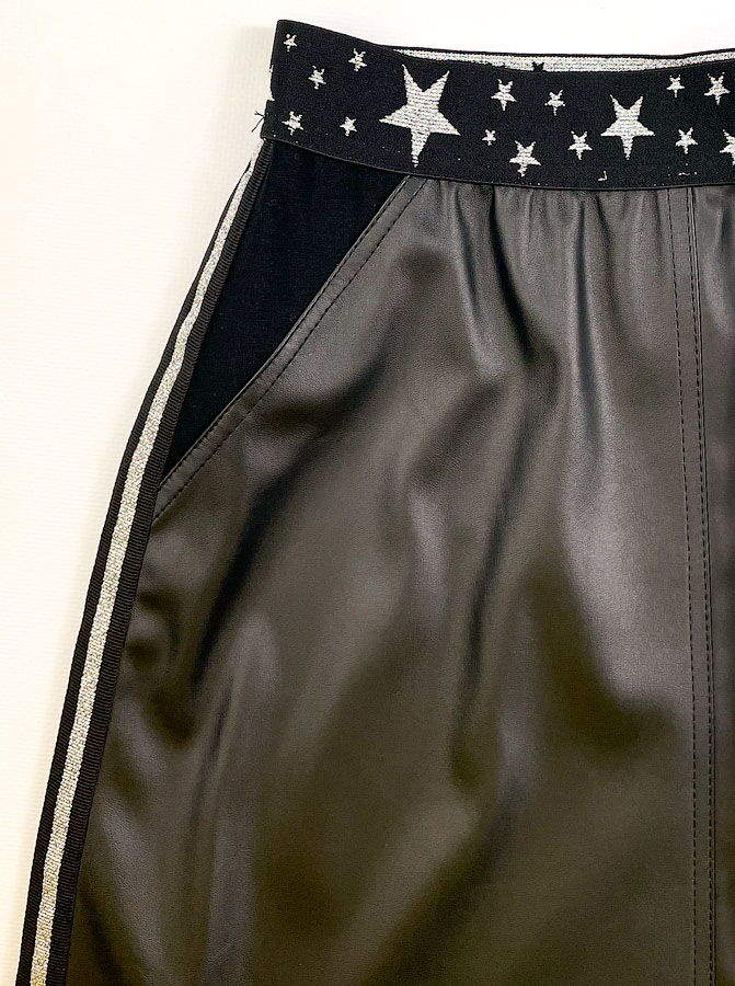 Юбка из экокожи для девочки Mevis черная 3225-02 - фото