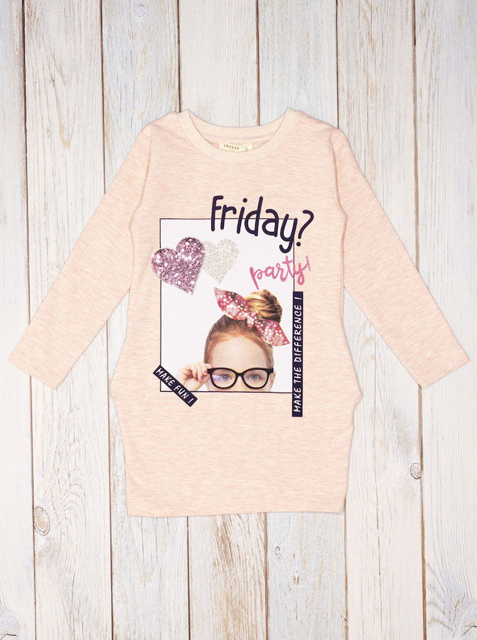 Туника для девочки Breeze Friday Party персиковая 12666 - фото