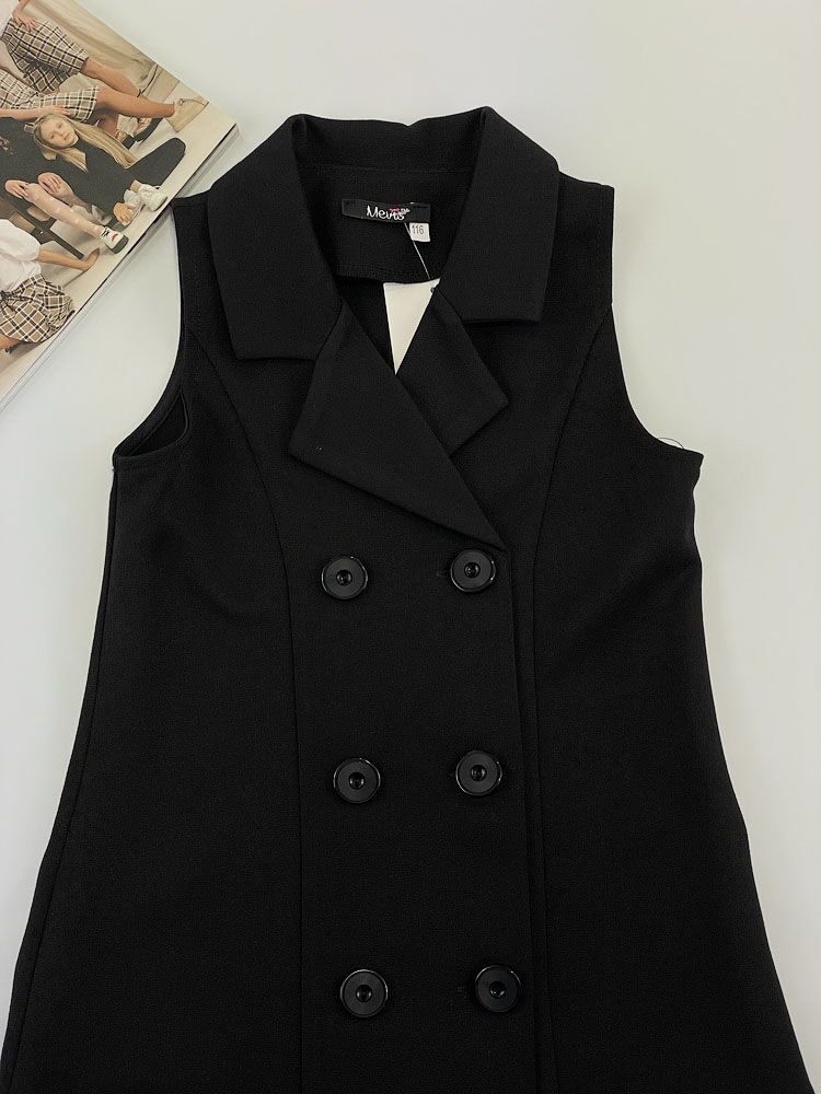 Школьный сарафан для девочки Mevis черный 3733-02 - фото