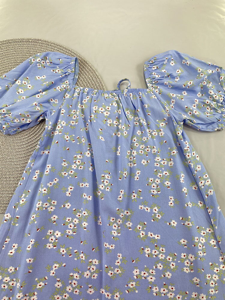 Летнее платье для девочки Mevis Цветочки голубое 4905-02 - фотография