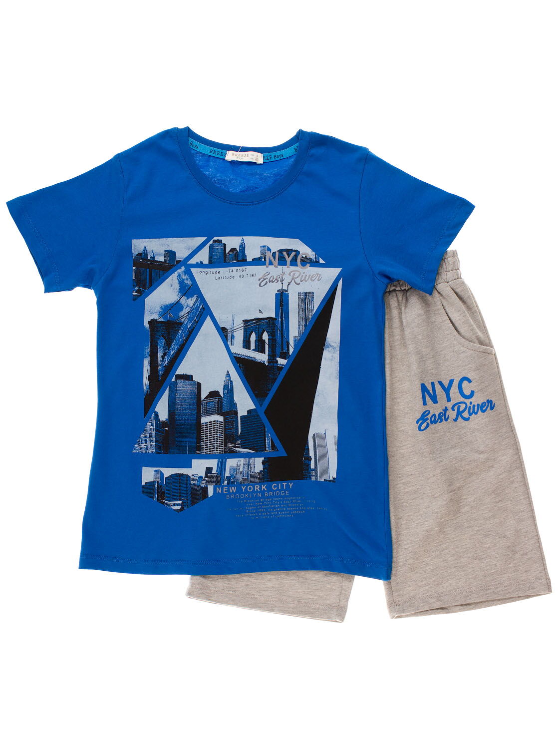 Комплект футболка и шорты Breeze NYC синий 12423 - цена