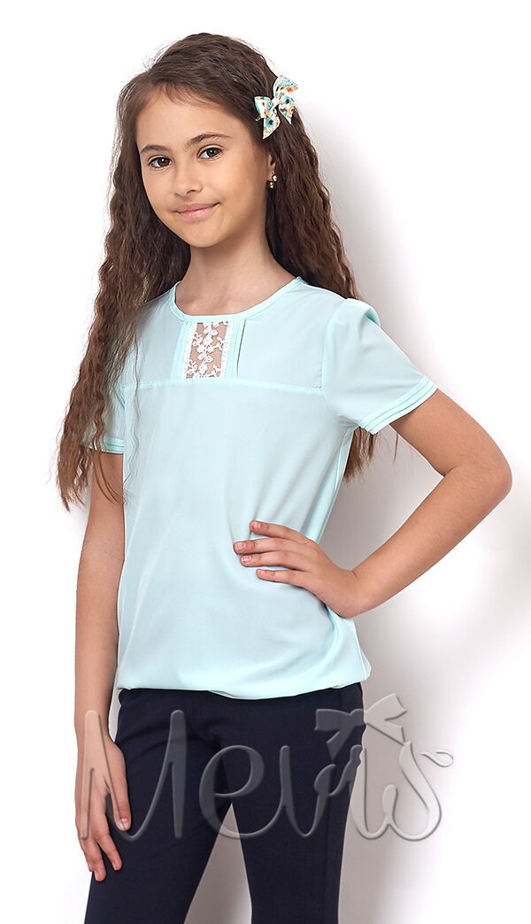 Блузка с коротким рукавом для девочки Mevis мятная 2503-04 - цена