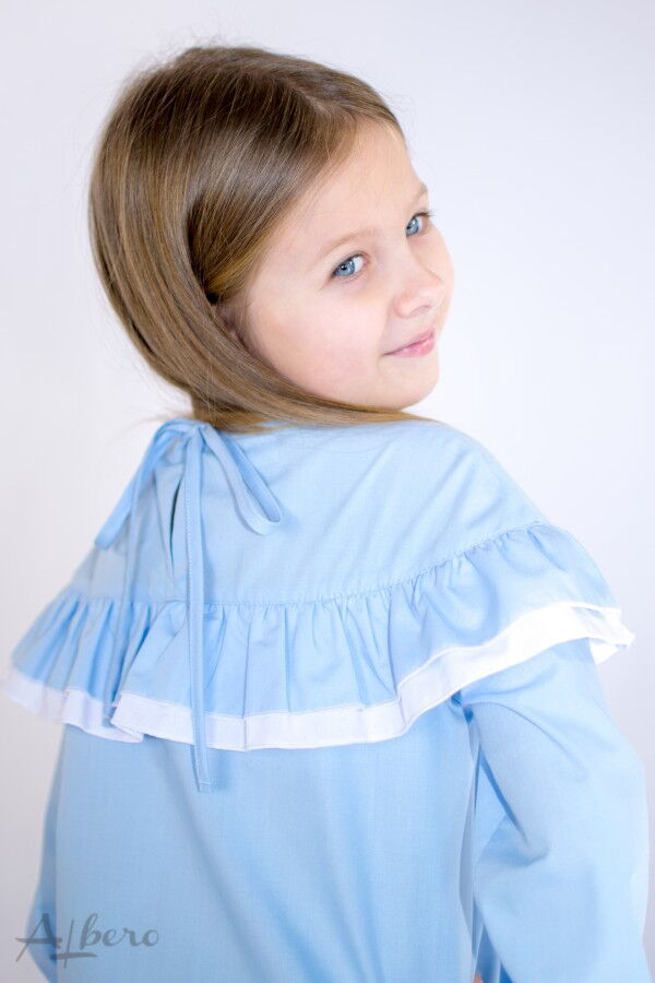 Блузка с длинным рукавом для девочки Albero голубая 5071-В - фотография