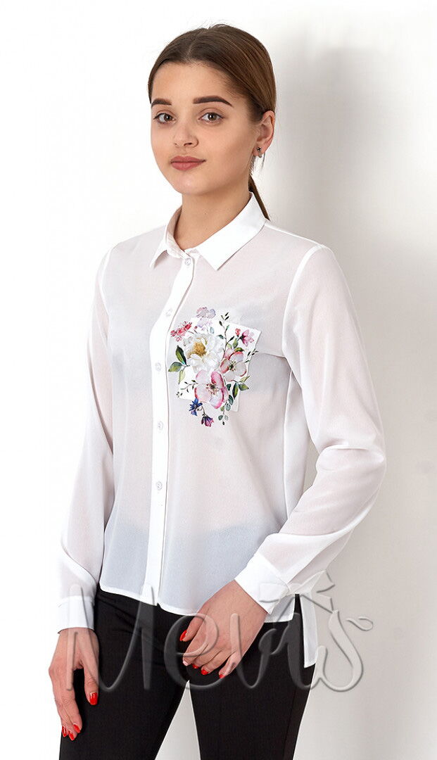 Нарядная блузка для девочки Mevis белая 2818-01 - цена